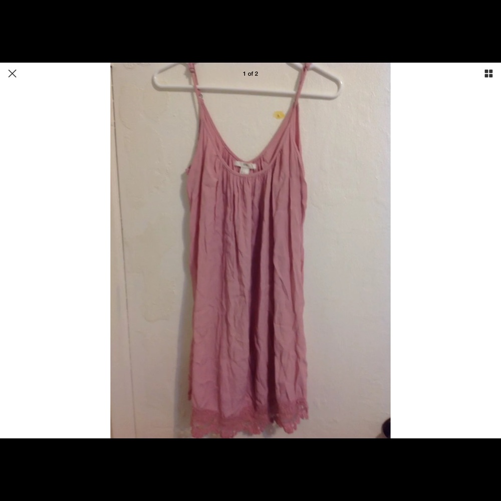 Pink Lace-Hem Sleeveless Mini Dress